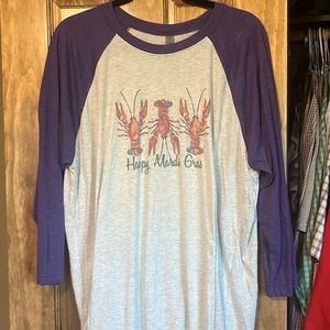 Crawfish Mardi Gras 3/4 t-shirt